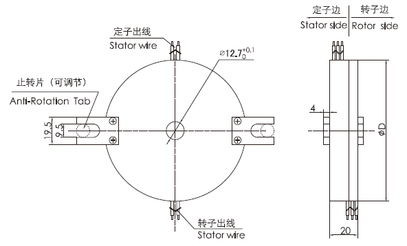 k212シリーズK212 （SNK012）シリーズ極度の薄いPCBのスリップ リング スリップ リング デッサン