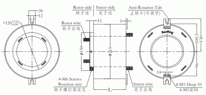 穴のスリップ リング スリップ リング デッサンを通したh120215シリーズH120215シリーズ穴のサイズ120mm （空シャフト）
