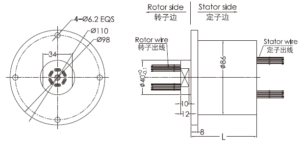 f086シリーズF086シリーズ防水スリップ リング（OD 86mm、IP65）スリップ リング デッサン