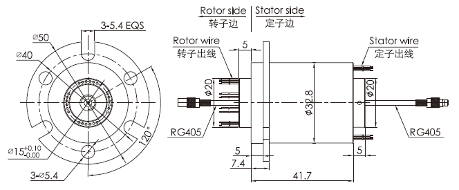 hf0103-32シリーズHF0103-32シリーズ高さの頻度/マイクロウェーブ ロータリージョイントのスリップ リング デッサン