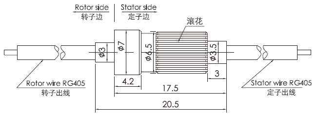 hf0103-07シリーズHF0103-07シリーズRfロータリージョイントのスリップ リング スリップ リング デッサン