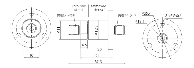 hf0150-12シリーズHF0150-12シリーズRfロータリージョイントのスリップ リング スリップ リング デッサン