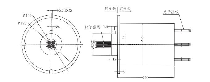 2M099041002M09904100系列过孔式大电流导电滑环系列滑环外形图纸